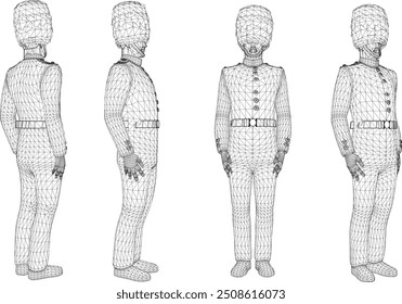 Vector sketch illustration design of queen's guard in ready pose