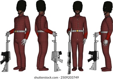 Vector sketch illustration design of queen's guard in ready pose