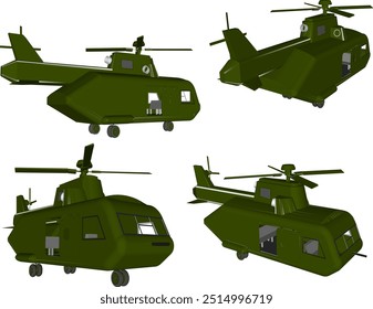 Projeto de ilustração de esboço vetorial de helicóptero de resgate avião de combate de guerra para soldados feridos em campo de batalha