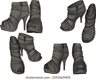 vector sketch illustration design of sandal shoes with for fashion women career going party