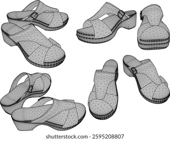vector sketch illustration design of sandal shoes with for fashion women career going party