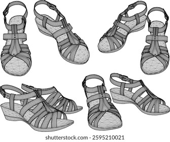 vector sketch illustration design of sandal shoes with for fashion women career going party