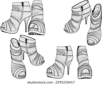 vector sketch illustration design of sandal shoes with for fashion women career going party