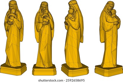 vector sketch illustration design sculpture statue of holy woman carrying holy baby
