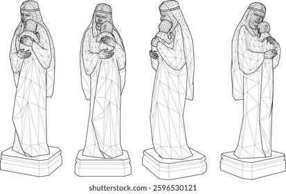 vector sketch illustration design sculpture statue of holy woman carrying holy baby