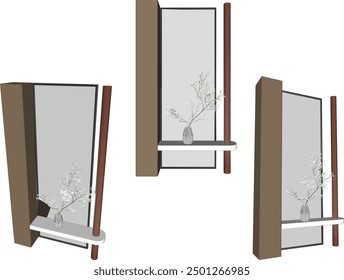 Diseño de ilustración de boceto de Vector, dibujo de silueta de muebles, armario, armario, partición de la habitación