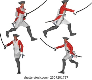 Vector sketch illustration design of soldier in royal era uniform with sword weapon