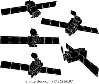 vector sketch illustration design of a space satellite floating in outer space 