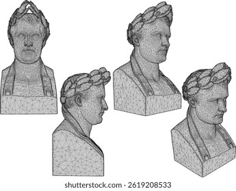 vetor esboço ilustração projeto de uma estátua de um filósofo grego roman herói perfil