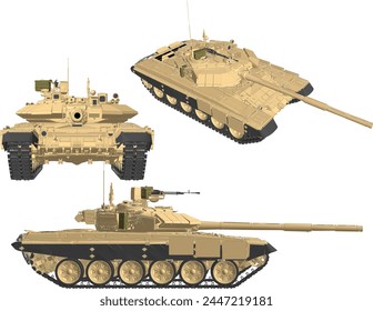 Ilustración de boceto de Vector del diseño de un vehículo de combate de tanques con armas de cañón largo para la guerra mundial