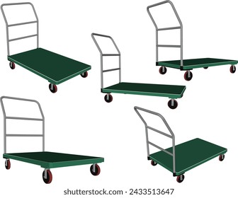 Vector sketch illustration of the design of a trolley machine for transporting goods
