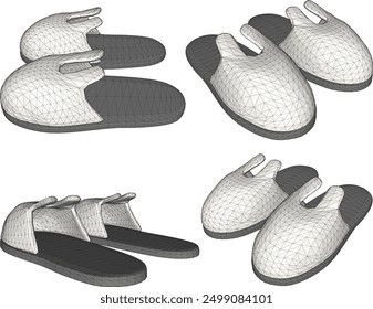 Vector sketch illustration of the design of unique women's fashion slippers in animal shapes for sleeping