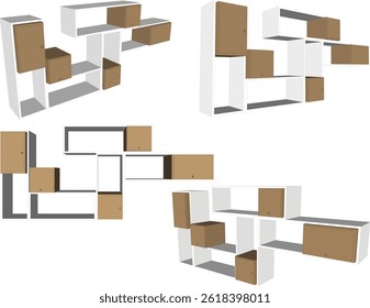 vector sketch illustration design wardrobe shelf furniture bookcase modern minimalist for home interior living room