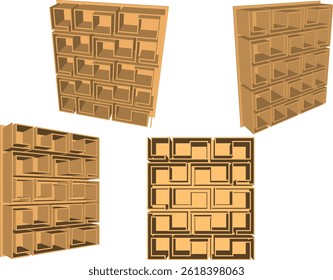 vetor esboço ilustração projeto guarda-roupa prateleira móveis livraria minimalista moderno para casa interior sala de estar
