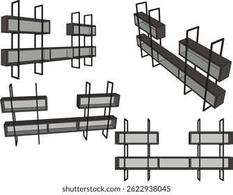 vector sketch illustration design wardrobe shelf furniture tv cabinet modern industrial for home interior living room