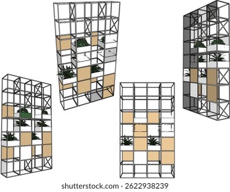 vector sketch illustration design wardrobe shelf furniture tv cabinet modern industrial for home interior living room
