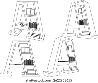 Vector boceto ilustración diseño armario estante muebles estantería moderna minimalista para el hogar interior sala de estar