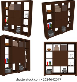 vector sketch illustration design wardrobe shelf furniture bookcase modern minimalist for home interior living room
