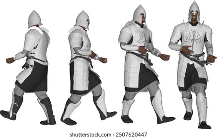 Vector sketch illustration design of warrior knight in armor of royal era