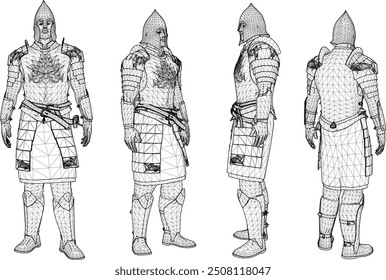 Vector sketch illustration design of warrior knight in armor of royal era