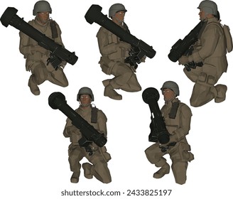 diseño de ilustración de boceto vectorial de soldado del ejército de la guerra mundial sosteniendo el cañón