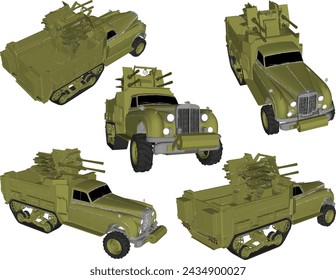 vector sketch illustration design of world war combat car vehicle with full weapons
