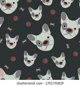 Vector Sketch Illustration of a Dog Head and the Dog's Toys
