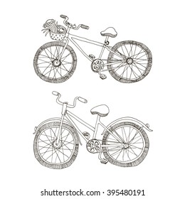 vector sketch illustration. Drawing  bicycle.