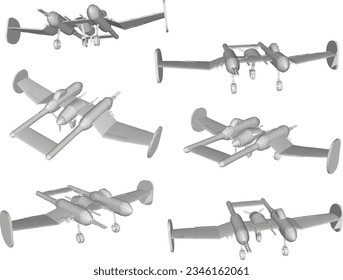 Dibujo vectorial de un diseño de drones con alas anchas