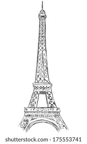 vector sketch illustration - Eiffel Tower