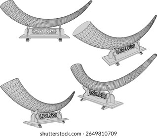 Vector sketch illustration of elephant ivory room decoration design with marble