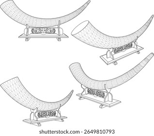 Vector sketch illustration of elephant ivory room decoration design with marble