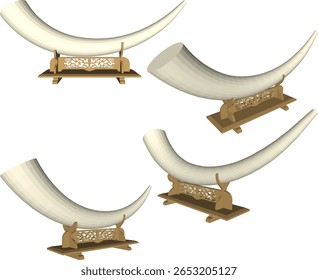 Vector sketch illustration of elephant ivory room decoration design with marble