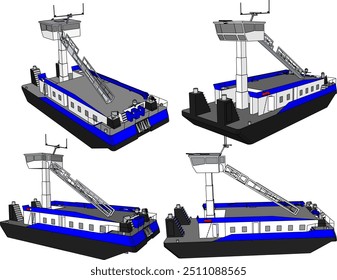 Vector sketch illustration of enemy aircraft tracking radar warship design