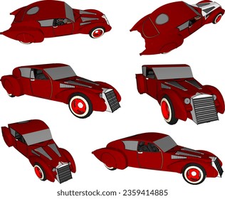 Vector sketch illustration of expensive vintage old classic car design for rich people collection
