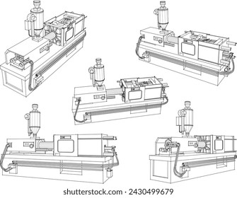 Vector sketch illustration of factory machine design for production