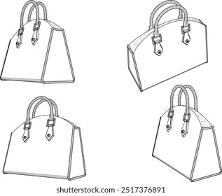 Ilustración de boceto de Vector de diseño de bolso de moda para mujeres socialite