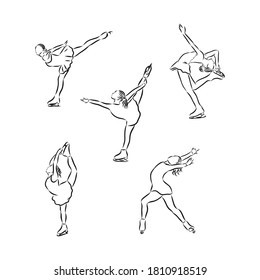 vector sketch illustration figure skating , ice dance, figure skating, vector sketch illustration