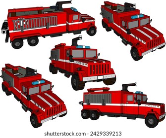 Vector sketch illustration of fire department fast unit car design