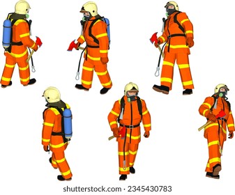 Vektorgrafik eines Feuerwehrmanns mit einheitlicher Schutzhelm-Schutzvorrichtung