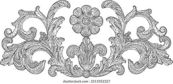 Vector sketch illustration of floral ornament design background pattern classic vintage ethnic traditional
