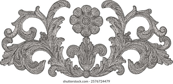 Vector sketch illustration of floral ornament design background pattern classic vintage ethnic traditional 