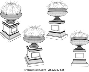 vector sketch illustration of flower pot design for city garden decoration