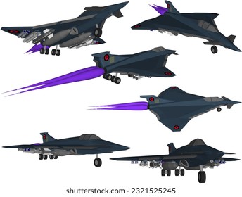 Vector sketch illustration of a fully armed navy advanced fighter warplane