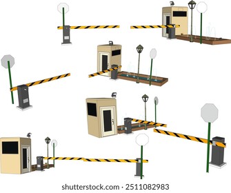 Vector sketch illustration of gate bar design to enter mall and office areas