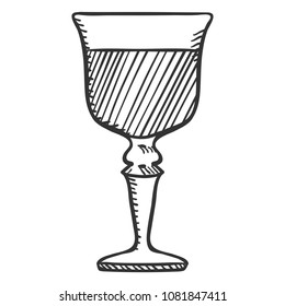 Vector Sketch Illustration - Goblet Glass with Liquor