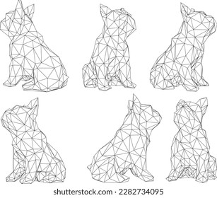 vector sketch illustration of golden dog polygon statue