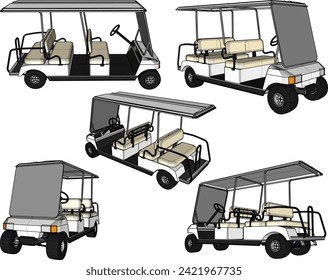 Vector sketch illustration of golf cart design for playing on the golf course
