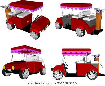 Vector sketch illustration of golf cart design for driving on the course
