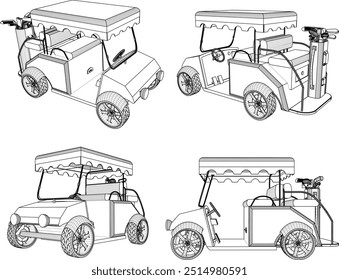 Vector sketch illustration of golf cart design for driving on the course